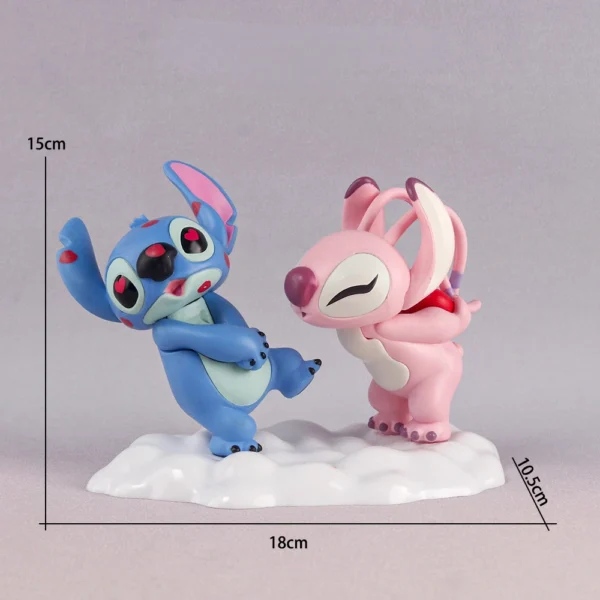 Estátua Stitch e Angel - O Casal Mais Fofo da Galáxia 17x12 PVC