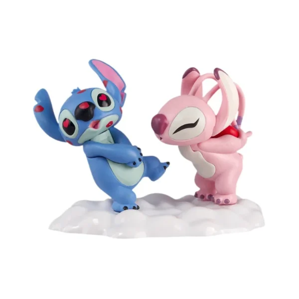 Estátua Stitch e Angel - O Casal Mais Fofo da Galáxia 17x12 PVC